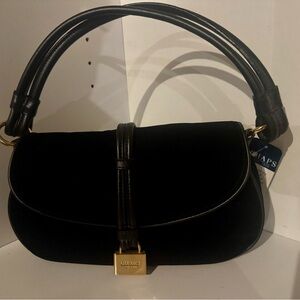 Chaps by Ralph Lauren Black Velvet Locksmith Purse - NWT